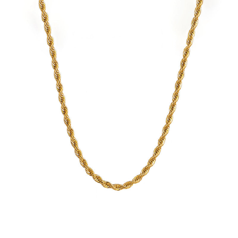 Gold Plated Anti Tarnish Rope Themed Thin Necklace Chain