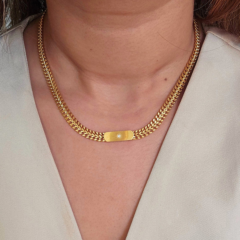 Gold Plated Stainless Steel Anti Tarnish Geometric Necklace