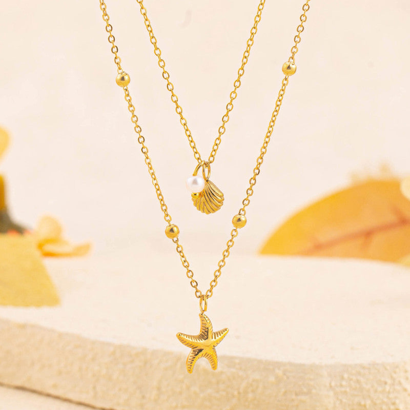 Gold Plated Anti Tarnish Stainless Steel Star Themed Necklace