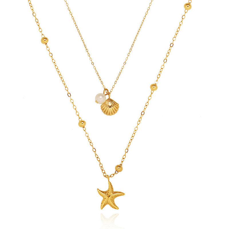 Gold Plated Anti Tarnish Stainless Steel Star Themed Necklace