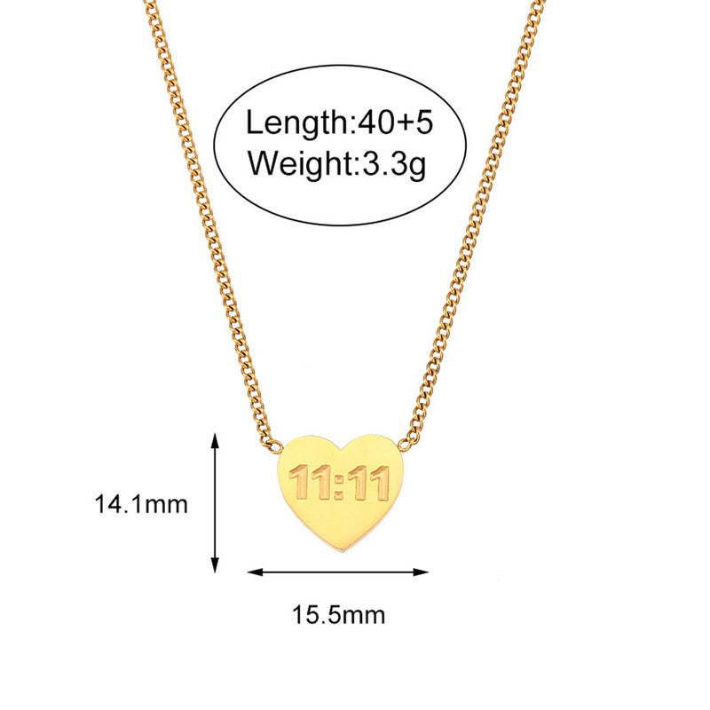 Gold-Plated Anti Tarnish 11:11 Heart Themed Angel Make a Wish Pendant