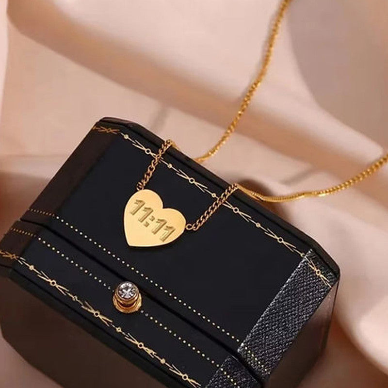 Gold-Plated Anti Tarnish 11:11 Heart Themed Angel Make a Wish Pendant