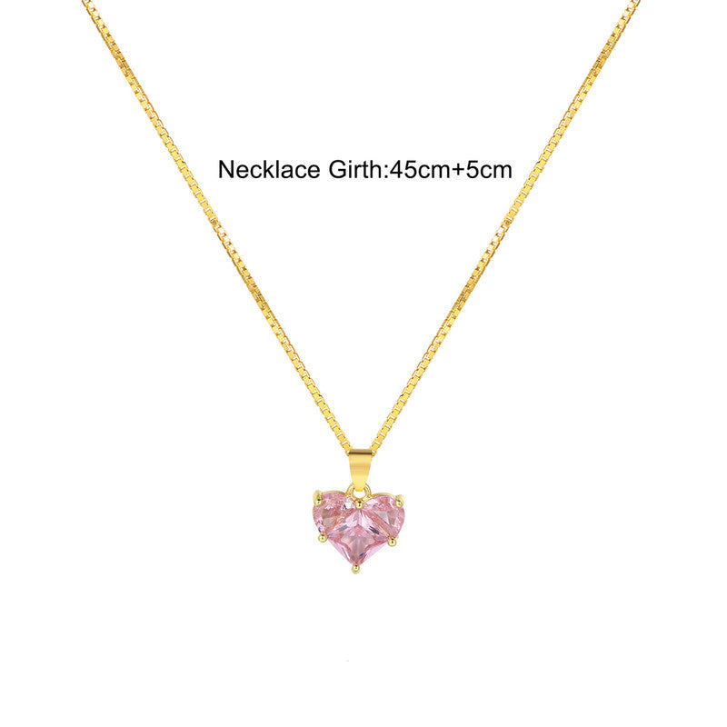 Gold-Plated Anti Tarnish Pink Heart Themed CZ Pendant