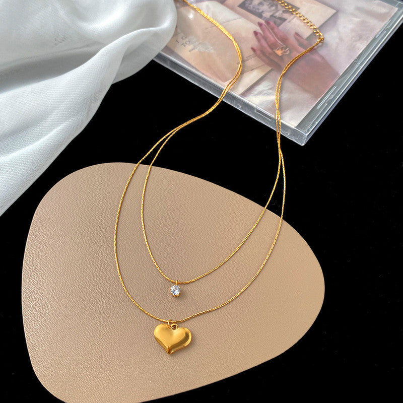 Gold-Plated Anti Tarnish Heart Themed Layered Pendant