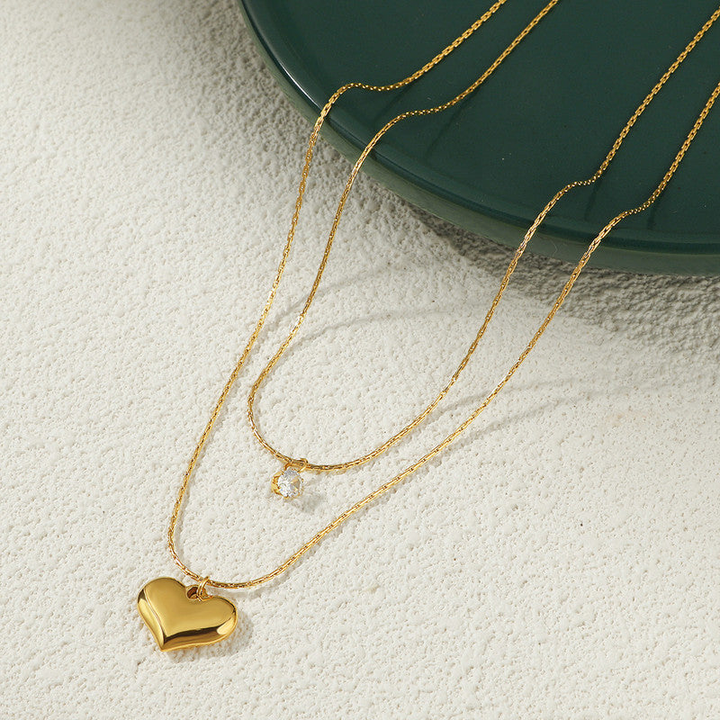 Gold-Plated Anti Tarnish Heart Themed Layered Pendant
