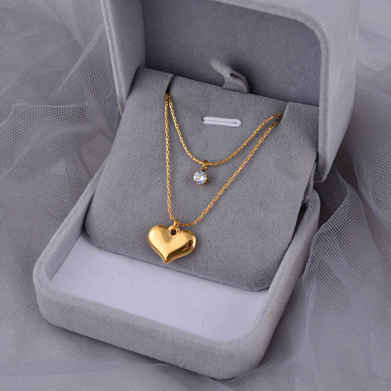 Gold-Plated Anti Tarnish Heart Themed Layered Pendant
