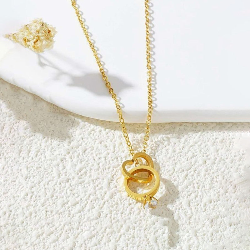 Gold Plated Stainless Steel Anti Tarnish Heart Themed Pendant For Women