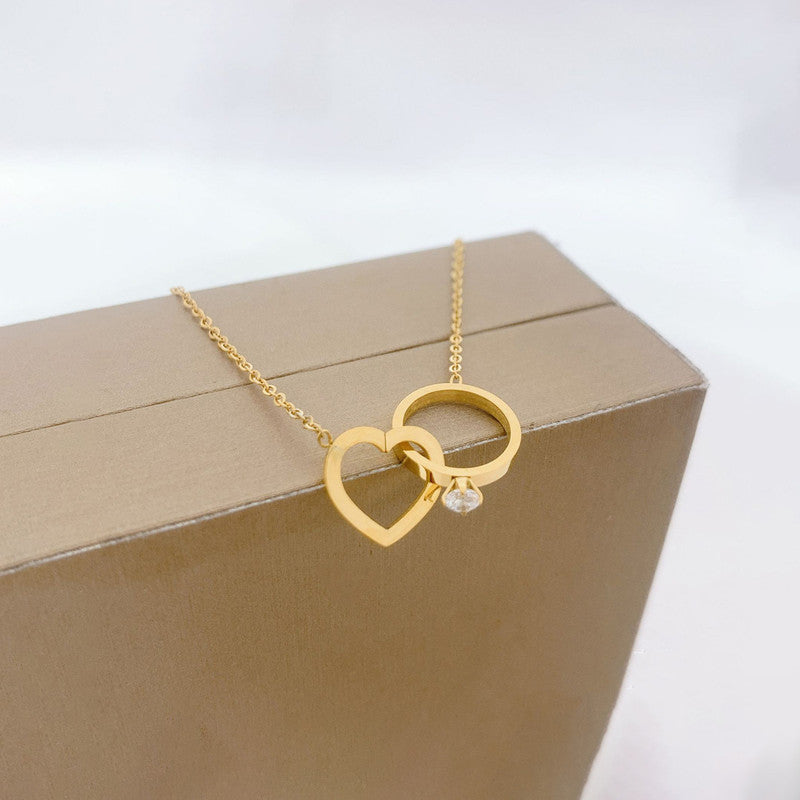 Gold Plated Stainless Steel Anti Tarnish Heart Themed Pendant For Women