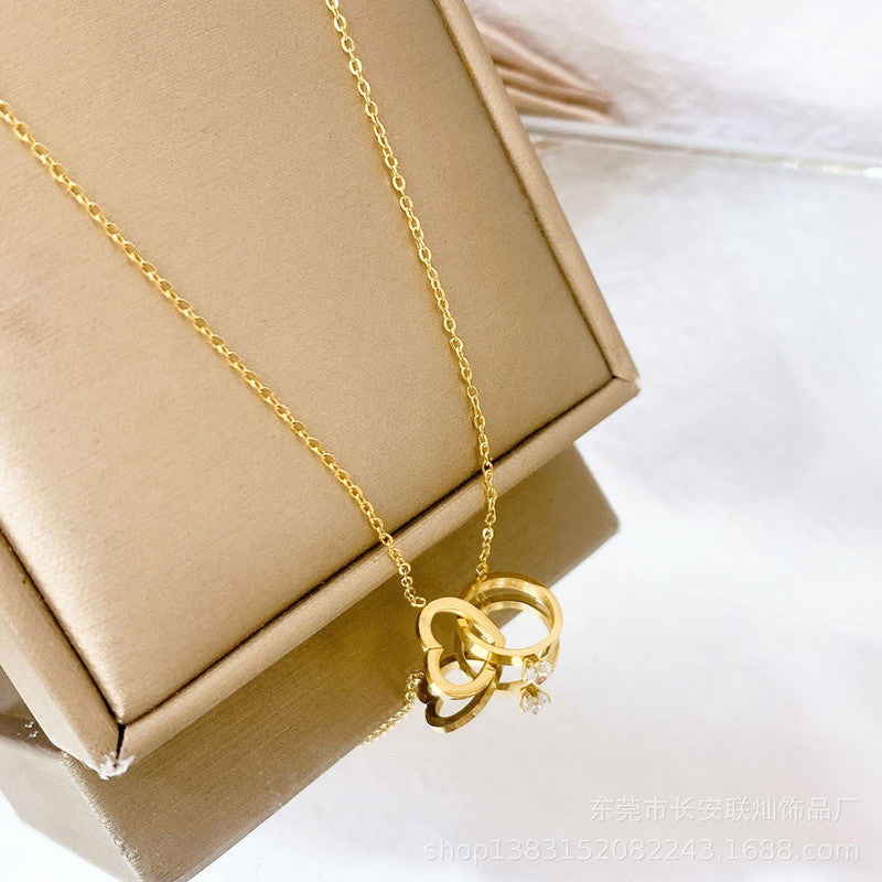 Gold Plated Stainless Steel Anti Tarnish Heart Themed Pendant For Women