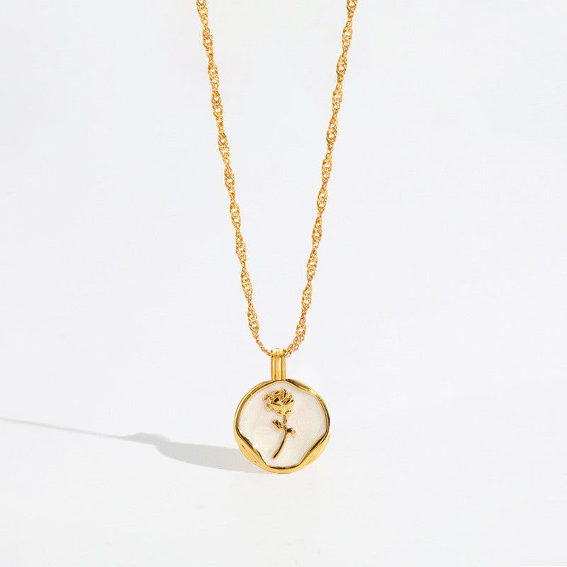 Gold Plated Anti Tarnish Stainless Steel Rose Themed Pendant