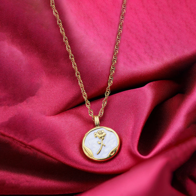 Gold Plated Anti Tarnish Stainless Steel Rose Themed Pendant
