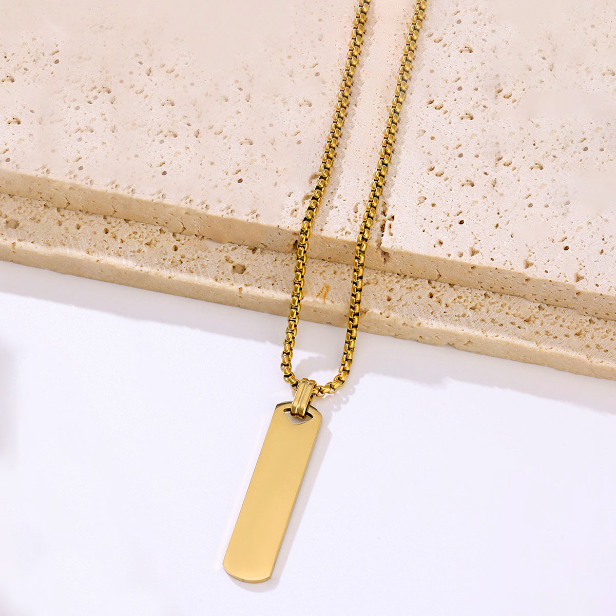 Gold Plated Stainless Steel Anti Tarnish Rectangular Hip Hop Party Pendant For Men