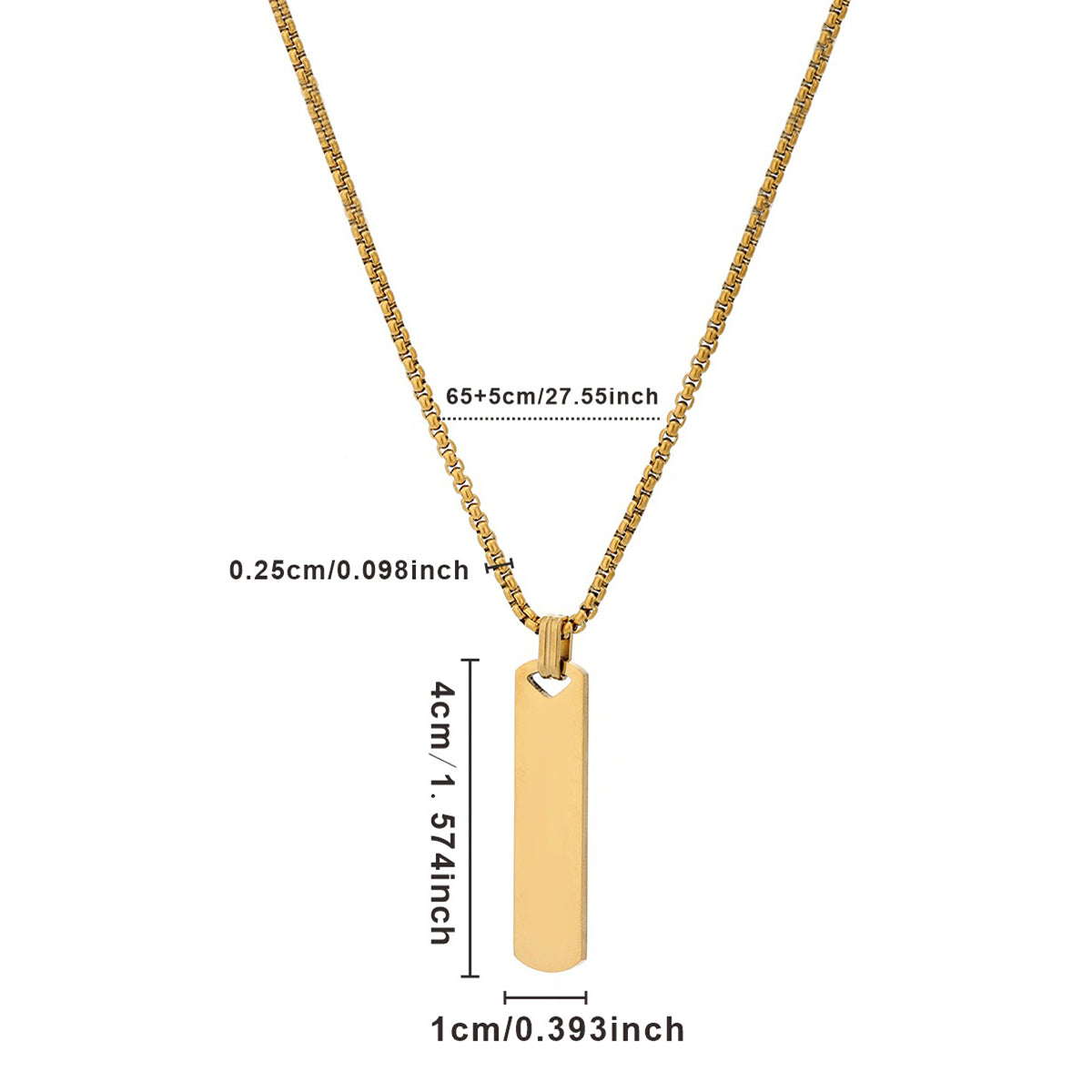 Gold Plated Stainless Steel Anti Tarnish Rectangular Hip Hop Party Pendant For Men