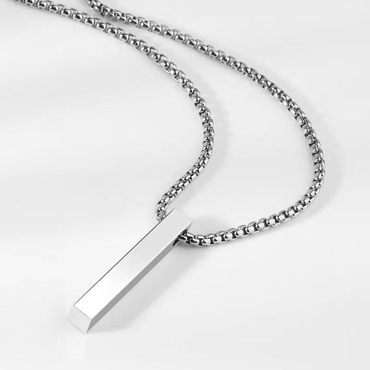 Silver Plated Stainless Steel Anti Tarnish Bar Shaped Hip Hop Party Pendant For Men