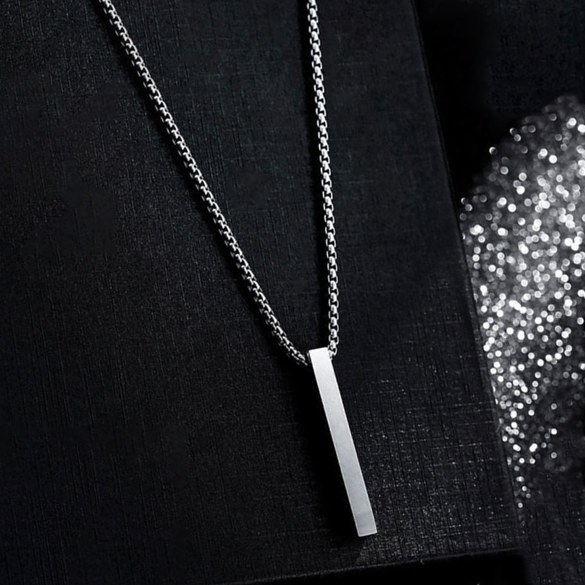 Silver Plated Stainless Steel Anti Tarnish Bar Shaped Hip Hop Party Pendant For Men