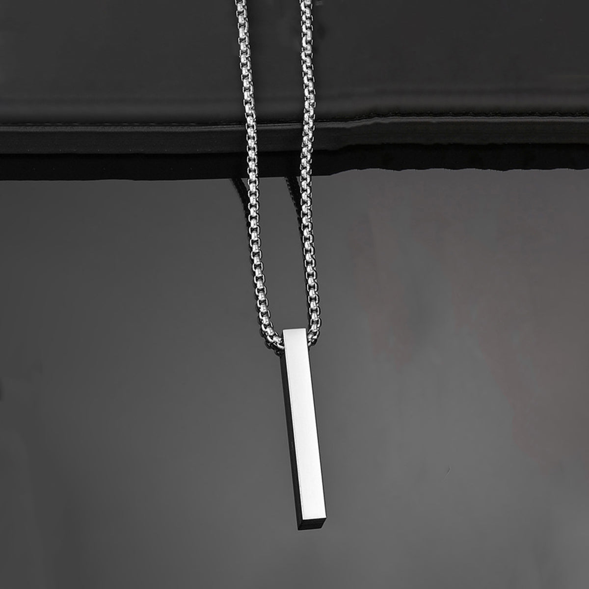 Silver Plated Stainless Steel Anti Tarnish Bar Shaped Hip Hop Party Pendant For Men