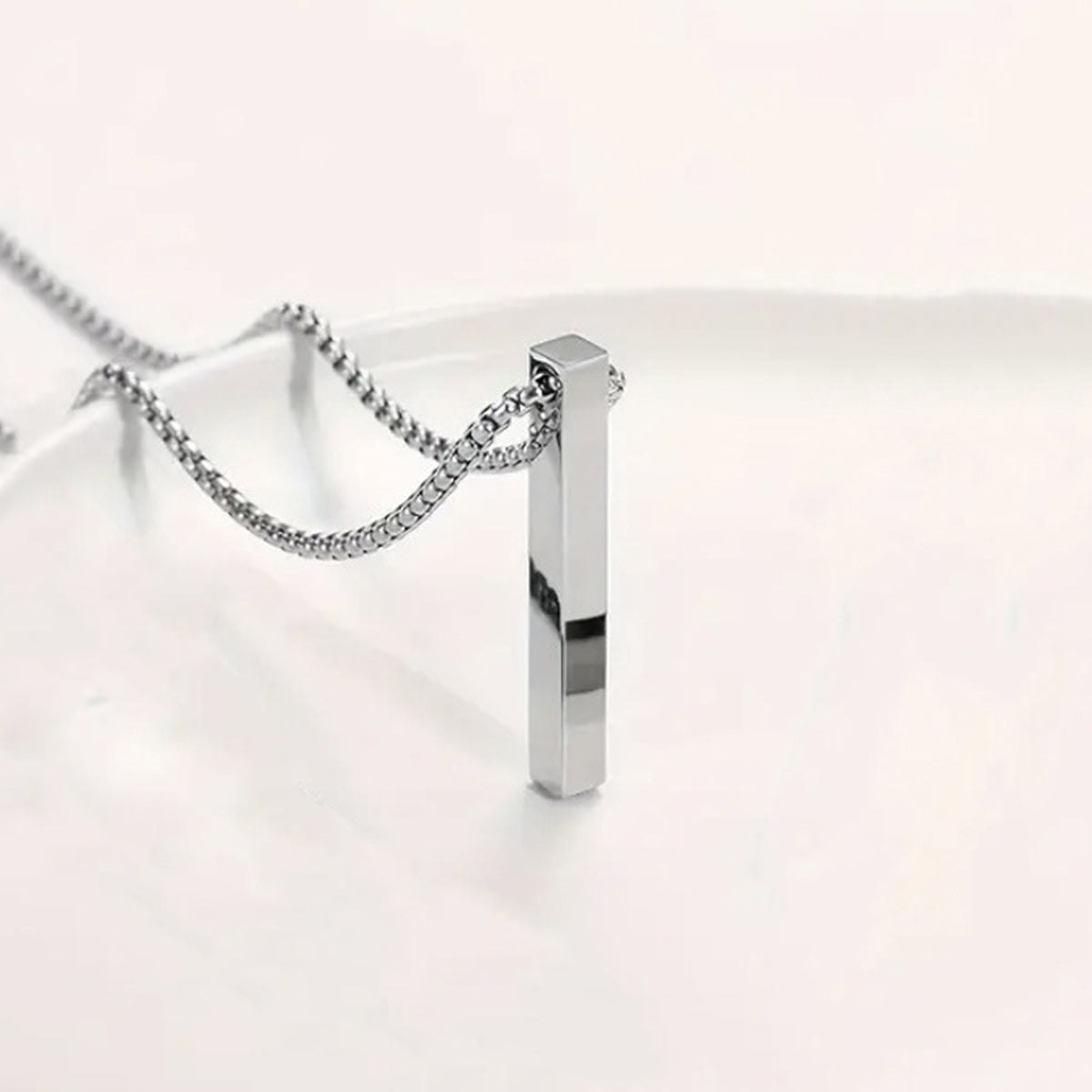Silver Plated Stainless Steel Anti Tarnish Bar Shaped Hip Hop Party Pendant For Men