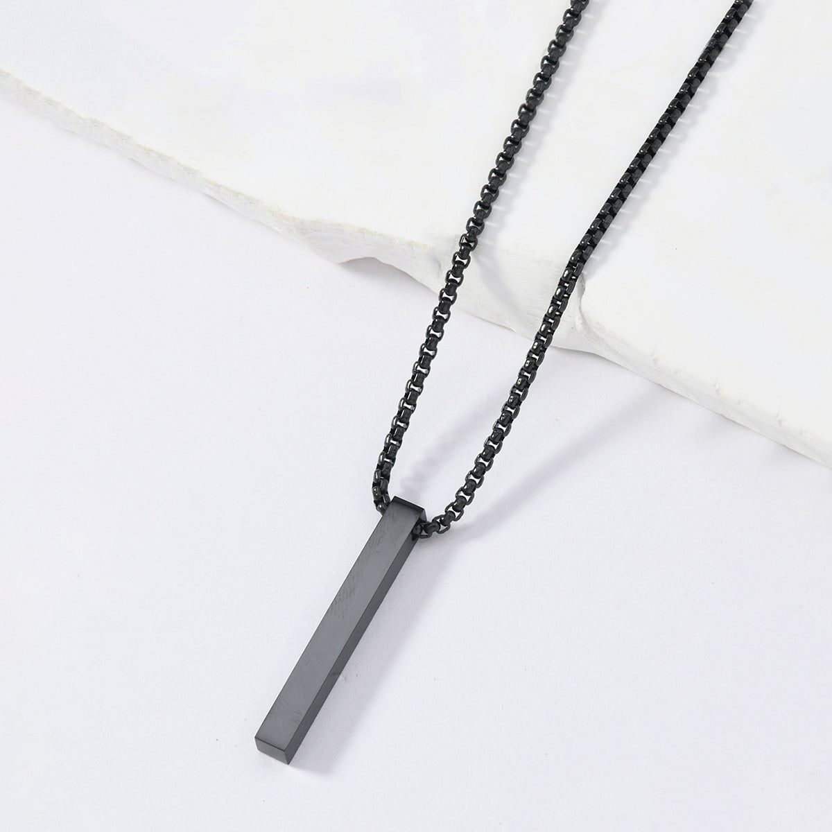 Black Silver Plated Stainless Steel Anti Tarnish Bar Shaped Hip Hop Party Pendant For Men