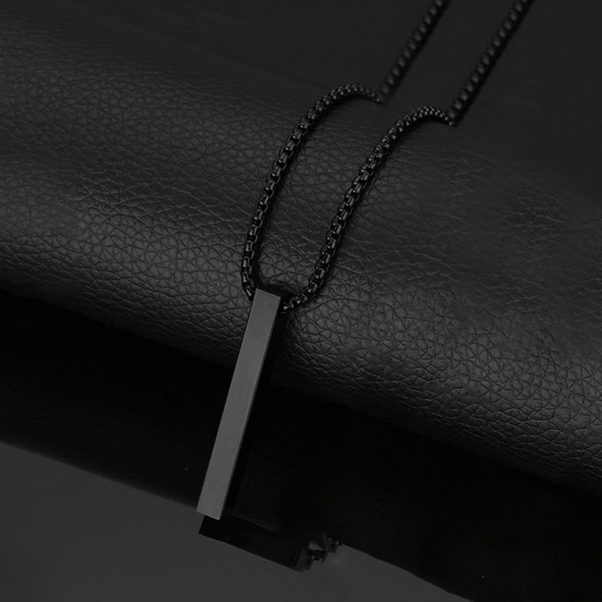 Black Silver Plated Stainless Steel Anti Tarnish Bar Shaped Hip Hop Party Pendant For Men