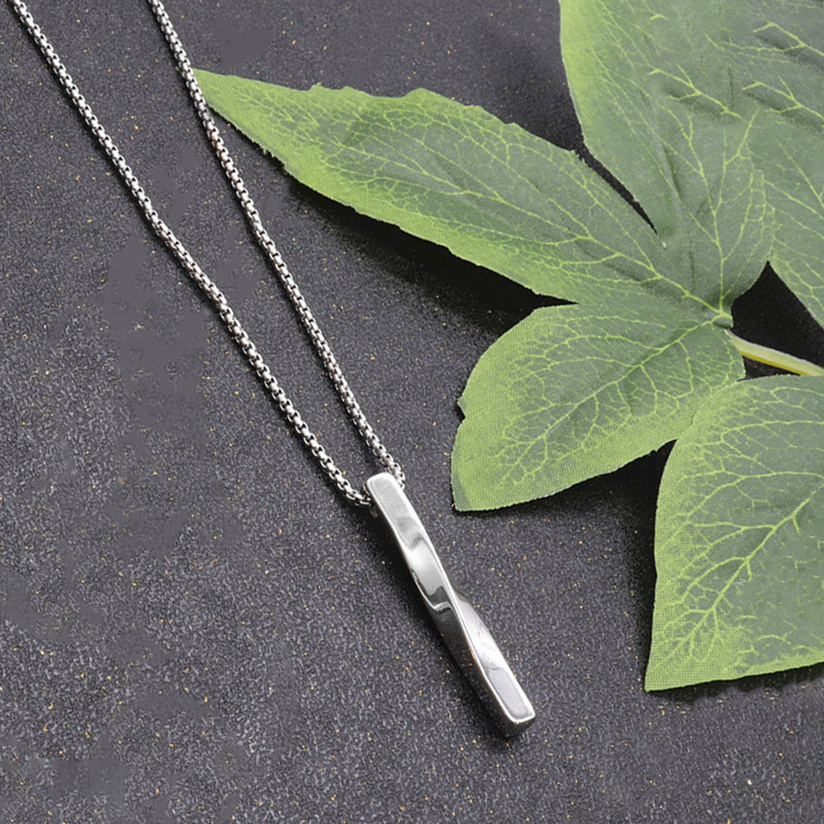 Silver Plated Stainless Steel Anti Tarnish Twisted Bar Shaped Hip Hop Party Pendant