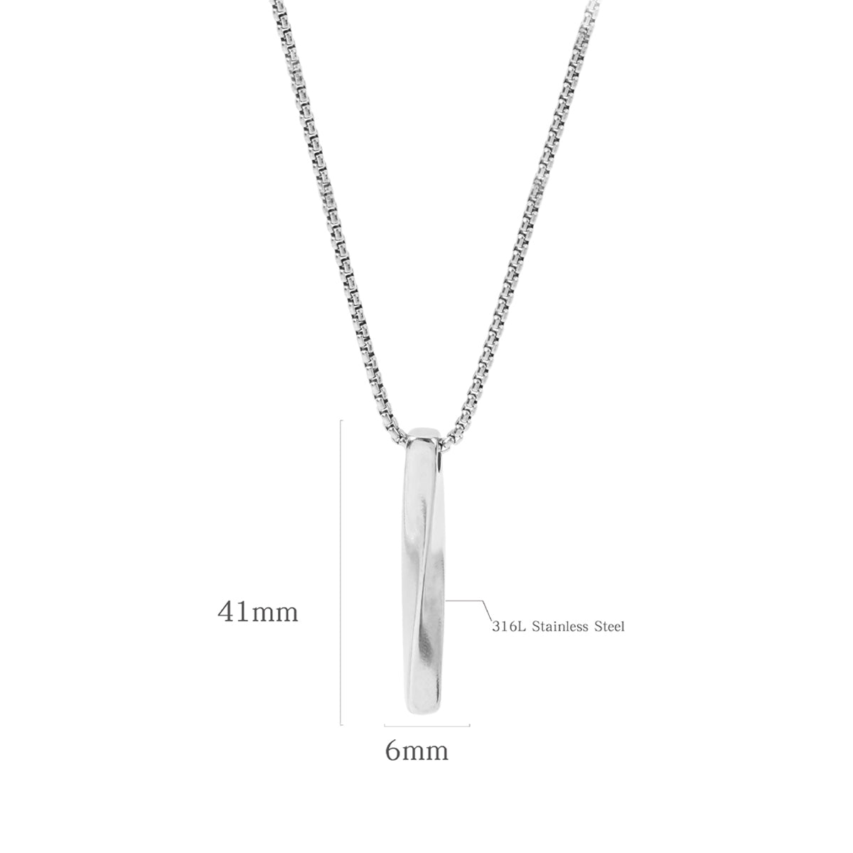 Silver Plated Stainless Steel Anti Tarnish Twisted Bar Shaped Hip Hop Party Pendant