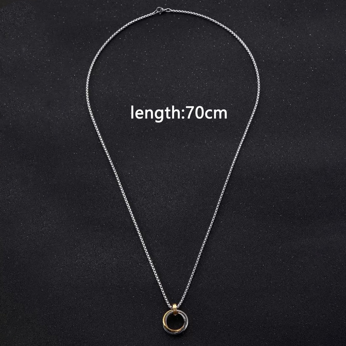 Silver Plated Stainless Steel Anti Tarnish Triple Rings Circular Pendant For Men
