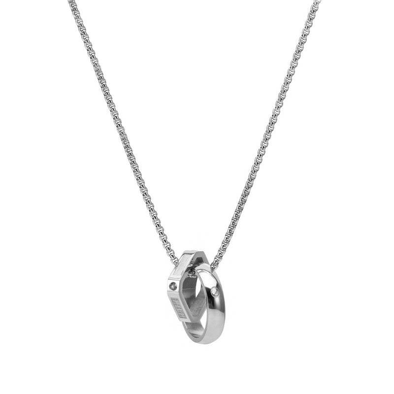 Silver Plated Stainless Steel Anti Tarnish Hexagonal Hip Hop Party Pendant For Men