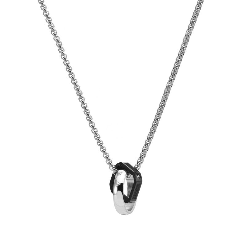 Silver Plated Stainless Steel Anti Tarnish Black Hexagonal Hip Hop Party Pendant For Men