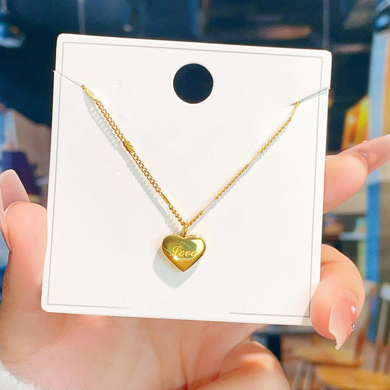 Gold Plated Stainless Steel Anti Tarnish Heart Themed Pendant For Women