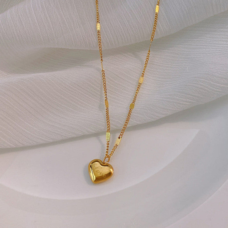 Gold Plated Stainless Steel Anti Tarnish Heart Themed Pendant For Women
