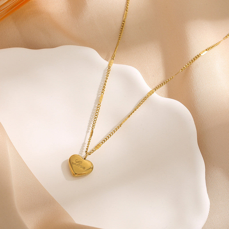 Gold Plated Stainless Steel Anti Tarnish Heart Themed Pendant For Women