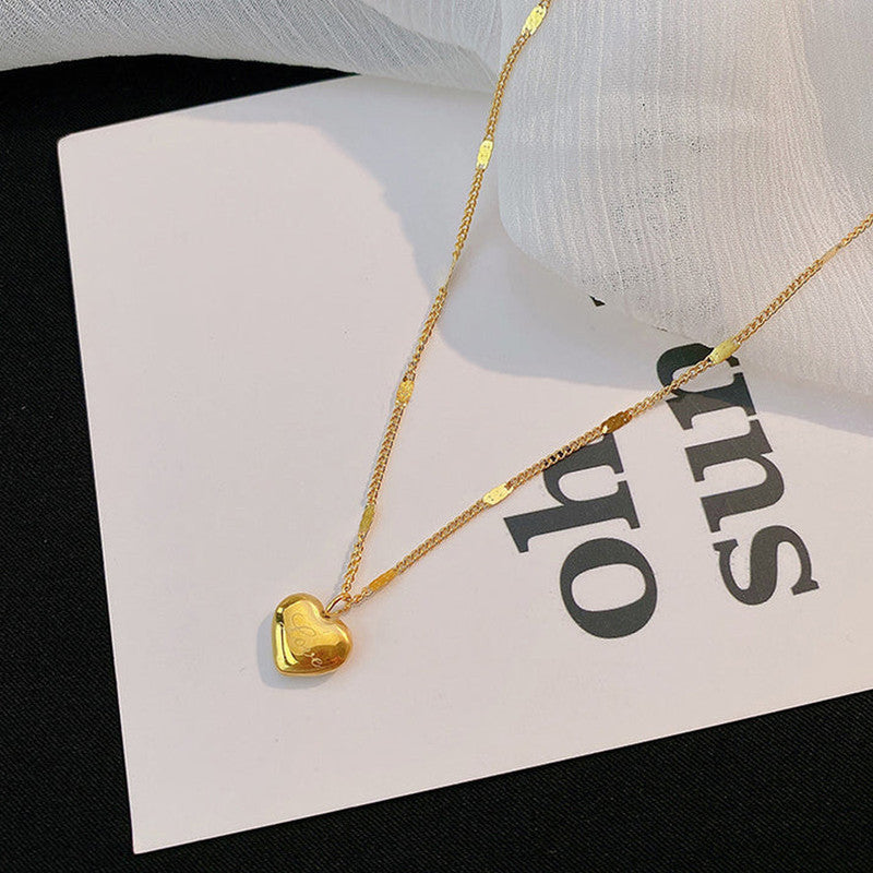 Gold Plated Stainless Steel Anti Tarnish Heart Themed Pendant For Women