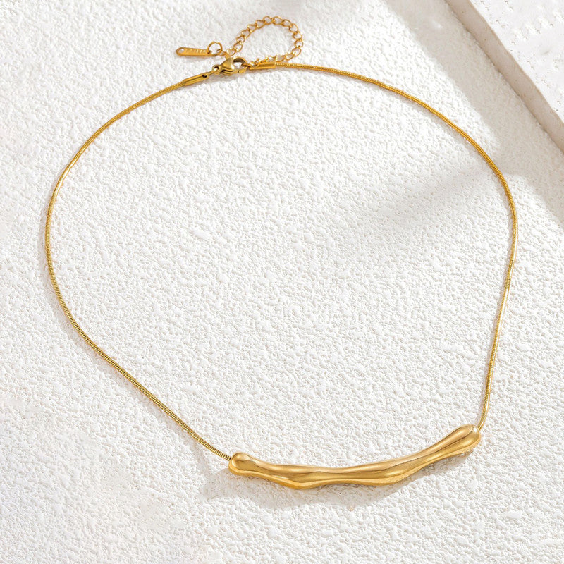 Gold Plated Stainless Steel Anti Tarnish Arc Chain Necklace For Women
