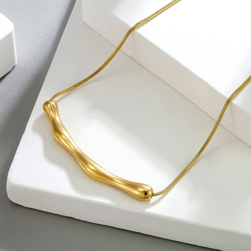 Gold Plated Stainless Steel Anti Tarnish Arc Chain Necklace For Women