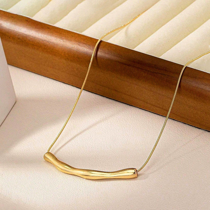 Gold Plated Stainless Steel Anti Tarnish Arc Chain Necklace For Women