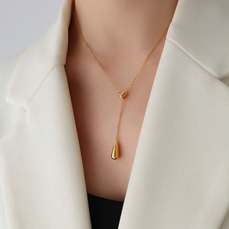 Gold Plated Stainless Steel Anti Tarnish Teardrop Pendant