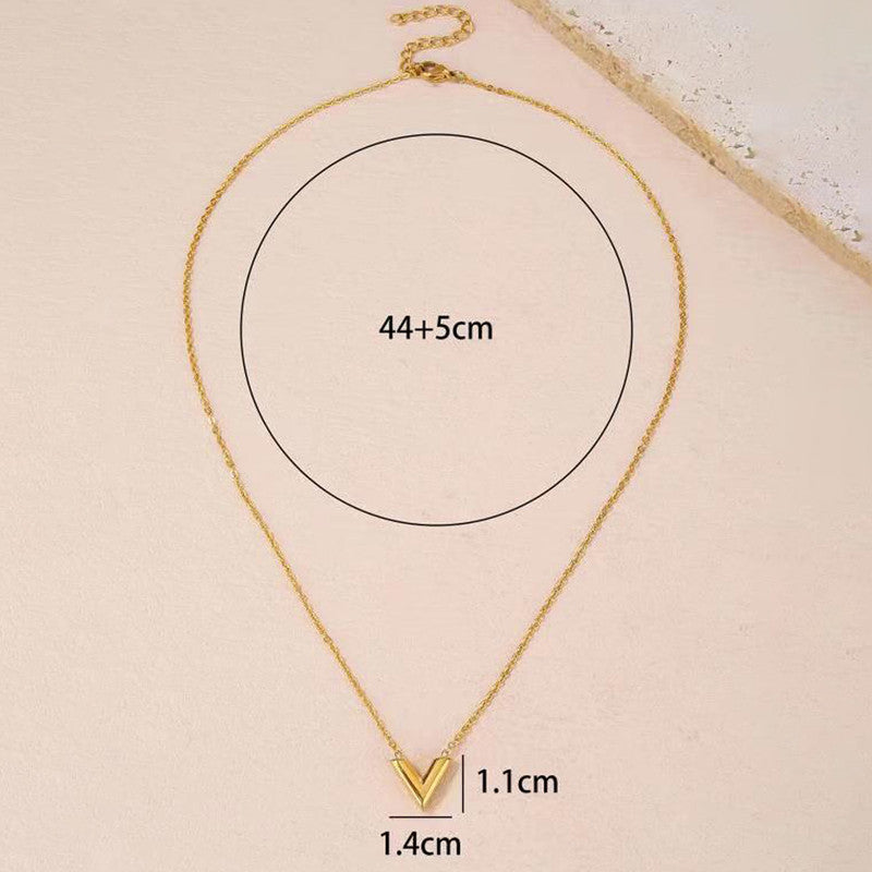 Gold Plated Stainless Steel Anti Tarnish V-Shaped Pendant For Women