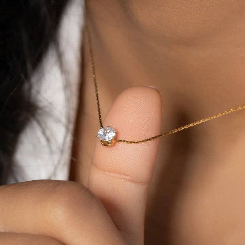 Gold Plated Stainless Steel Anti Tarnish Stone Studded Hexagonal Pendant