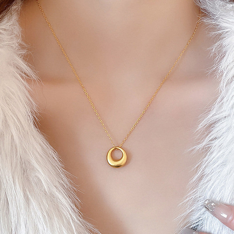 Gold Plated Stainless Steel Anti Tarnish Geometric Circle Pendant