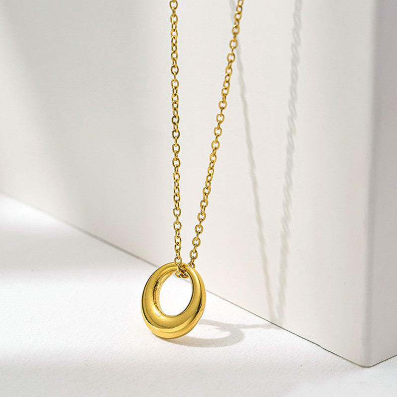 Gold Plated Stainless Steel Anti Tarnish Geometric Circle Pendant