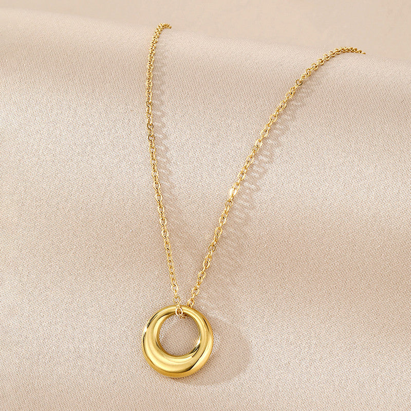 Gold Plated Stainless Steel Anti Tarnish Geometric Circle Pendant
