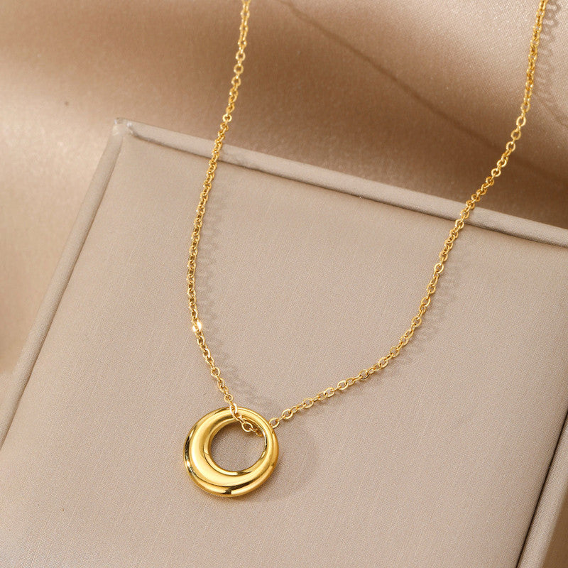 Gold Plated Stainless Steel Anti Tarnish Geometric Circle Pendant