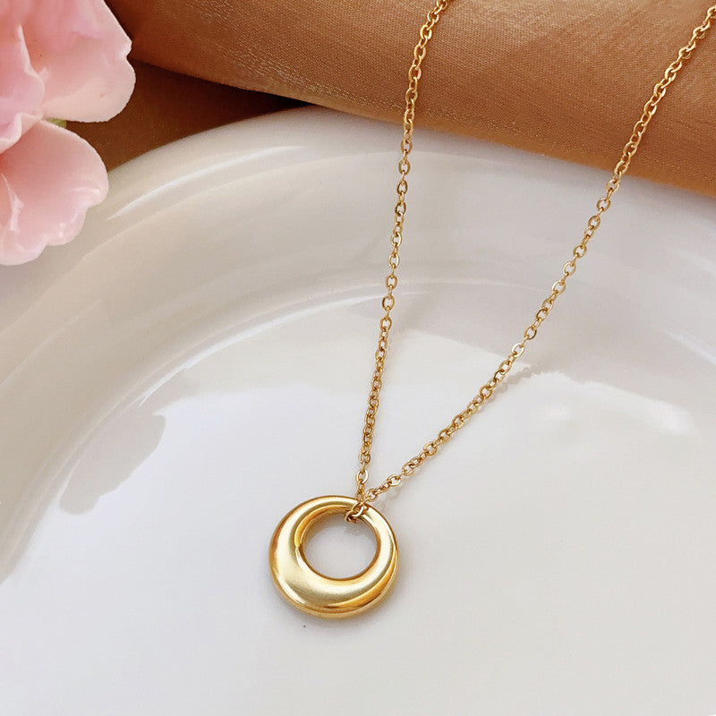 Gold Plated Stainless Steel Anti Tarnish Geometric Circle Pendant