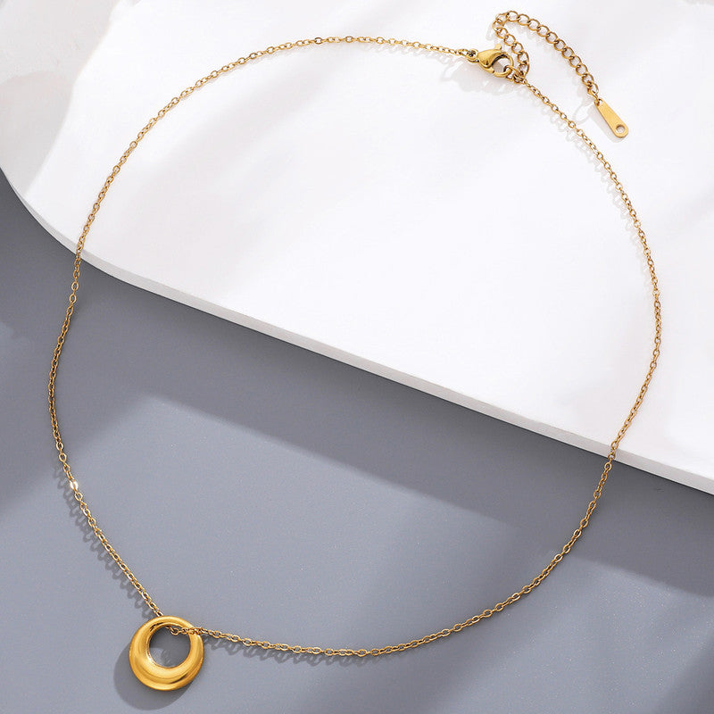 Gold Plated Stainless Steel Anti Tarnish Geometric Circle Pendant