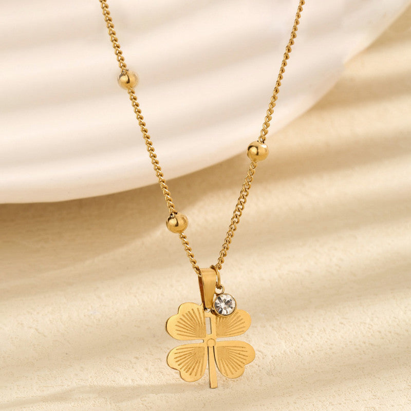Gold Plated Stainless Steel Anti Tarnish Clover Themed Pendant