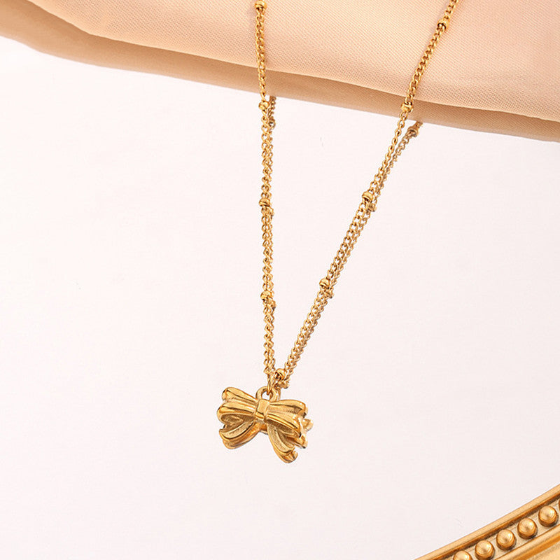 Gold Plated Stainless Steel Anti Tarnish Bow Themed Pendant
