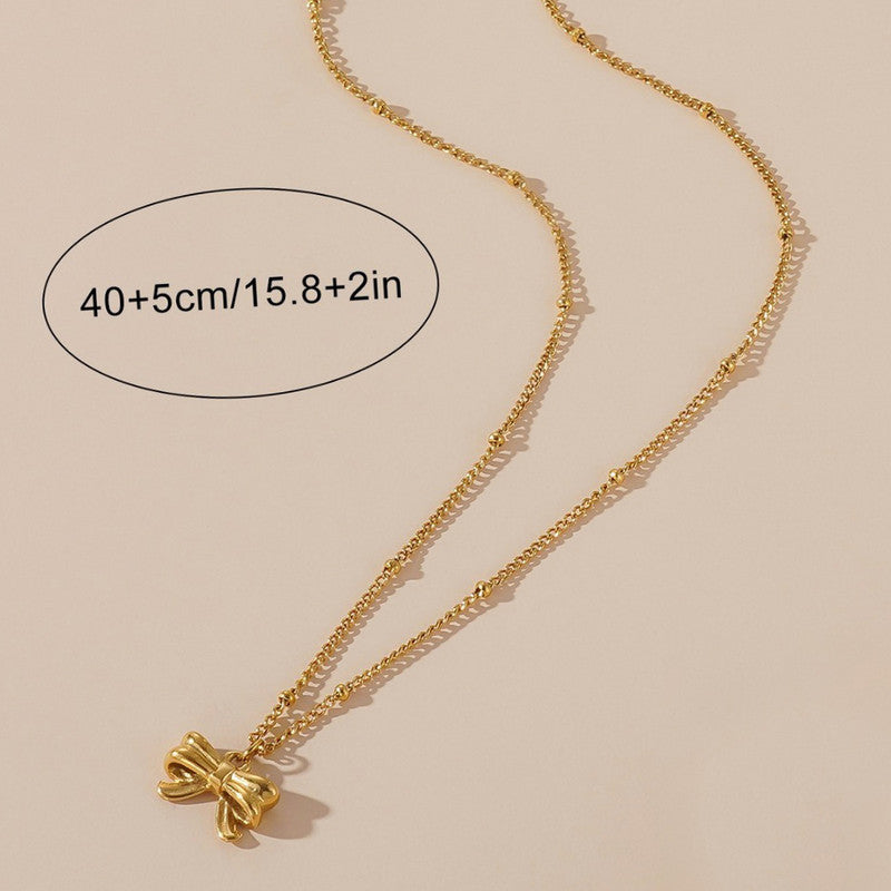 Gold Plated Stainless Steel Anti Tarnish Bow Themed Pendant