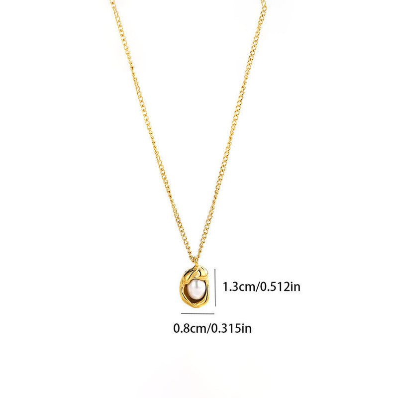 Gold Plated Stainless Steel Anti Tarnish Pearl Studded Contemporary Pendant