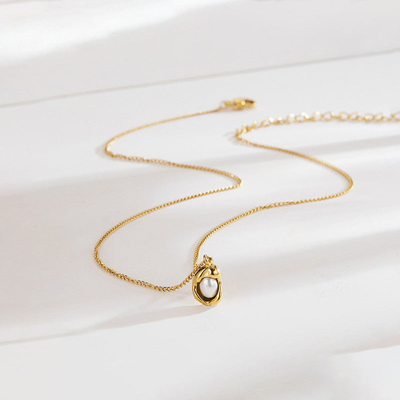 Gold Plated Stainless Steel Anti Tarnish Pearl Studded Contemporary Pendant