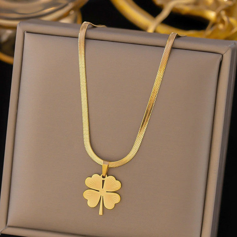 Gold Plated Stainless Steel Anti Tarnish Clover Themed Pendant